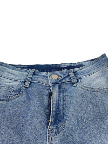 FAGADOER Y2k Fashion Embroidery Denim Straight Leg Pants Women 2025 Summer New Retro Washed Jeans Straight Trousers Streetwear