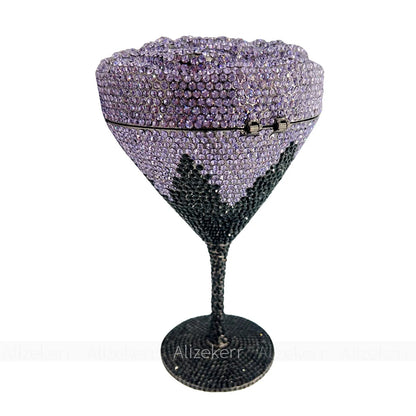 Alizekerr Goblet Rhinestone Evening Bags Women Gorgeous Boutique Unique Flower Crystal Clutch Purses And Handbags Wedding Party