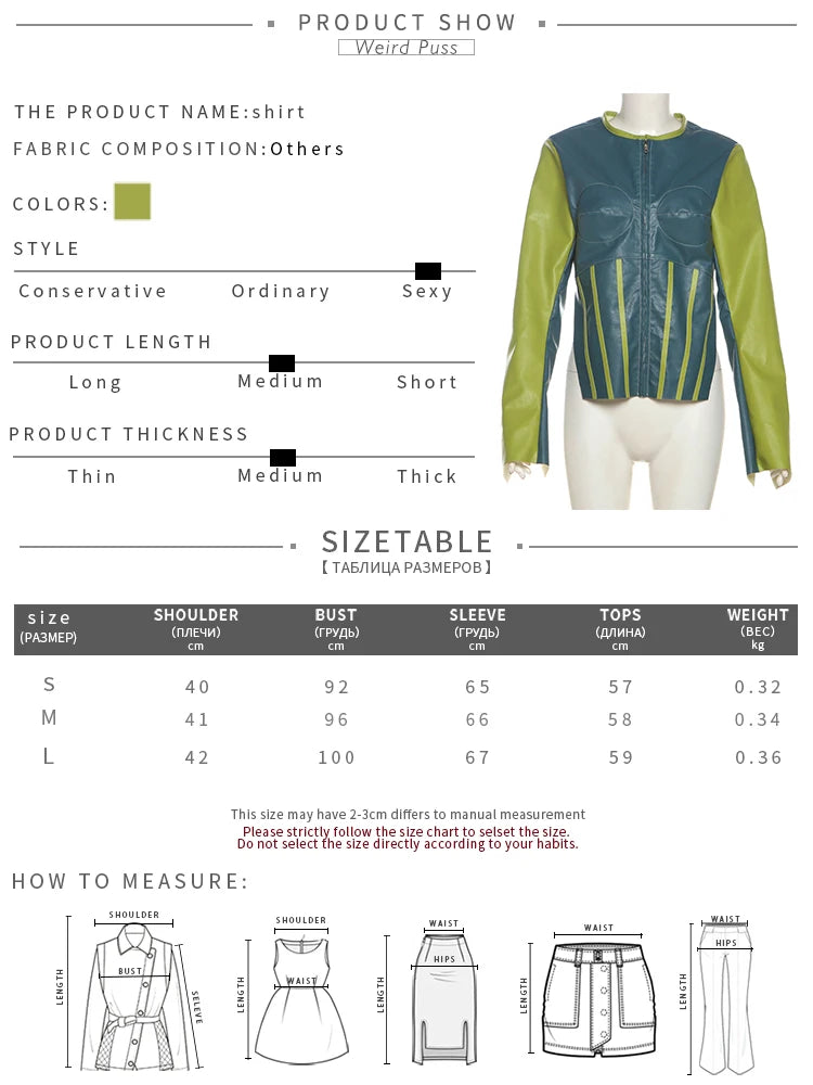 Weird Puss Hipster Patchwork Jacket Women Y2K Faux Leather Irregular Backless Zip Stripe Wild Basic Streetwear Autumn Trend Coat
