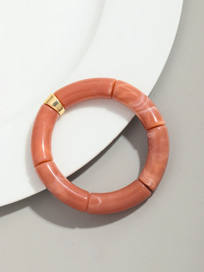 Bohomia New Acrylic Chunky Bamboo Stackable Bracelet for Women Boho Elastic Colorful Tube Beads Braceletes 2025 Fashion Jewelry
