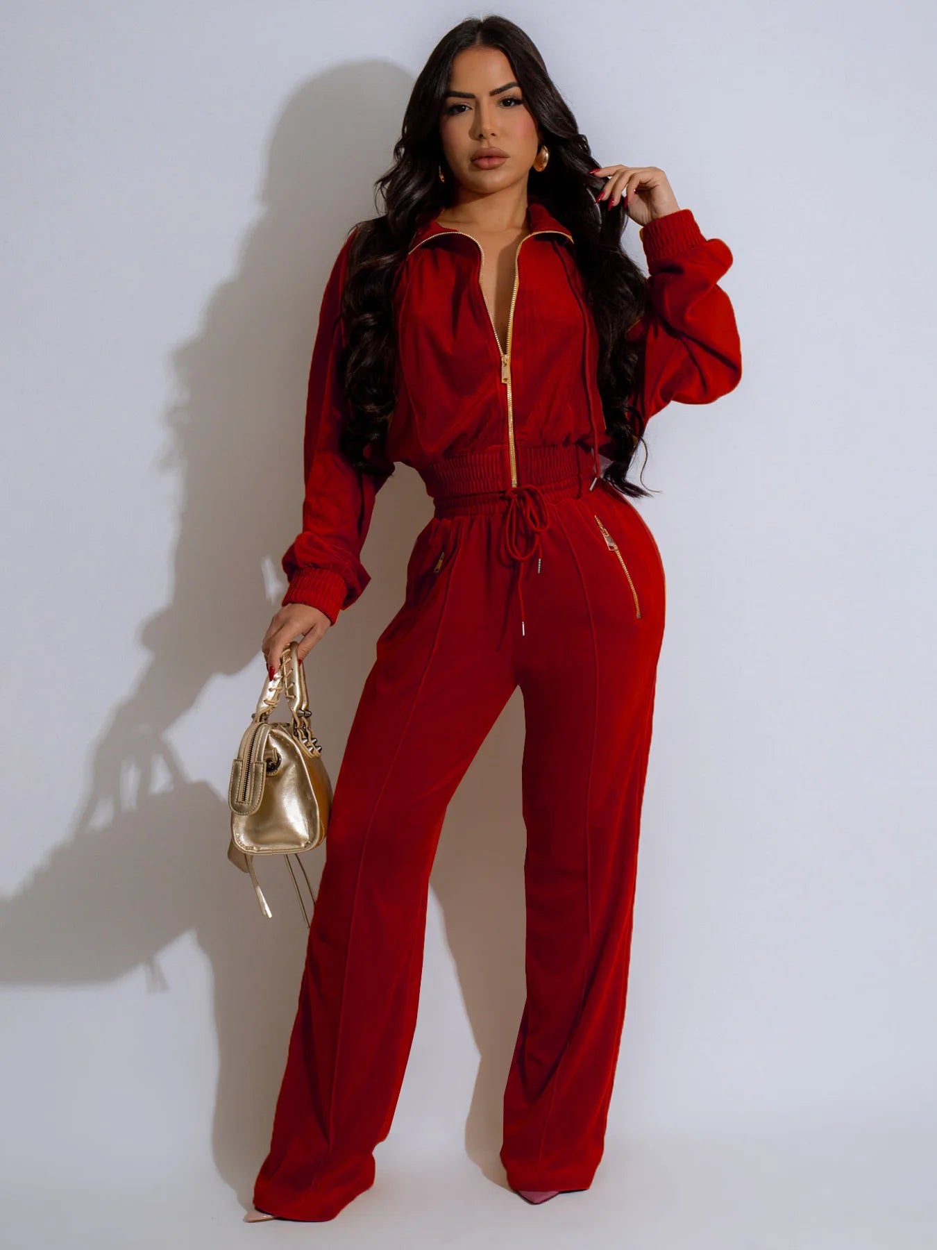 Pants Set Women Two Piece Sets Matching Sets Y2k Streetwear Zipper Coats Long Pants Elastic Waist Sportswear Tracksuit Jogger