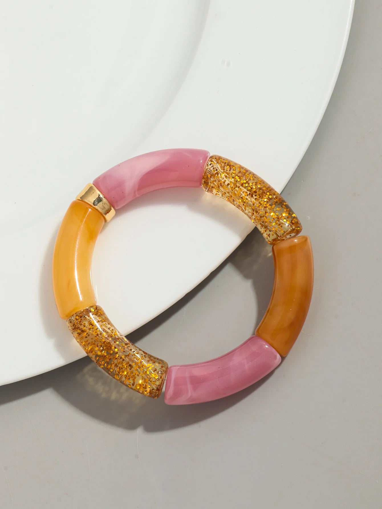 Bohomia New Acrylic Chunky Bamboo Stackable Bracelet for Women Boho Elastic Colorful Tube Beads Braceletes 2025 Fashion Jewelry