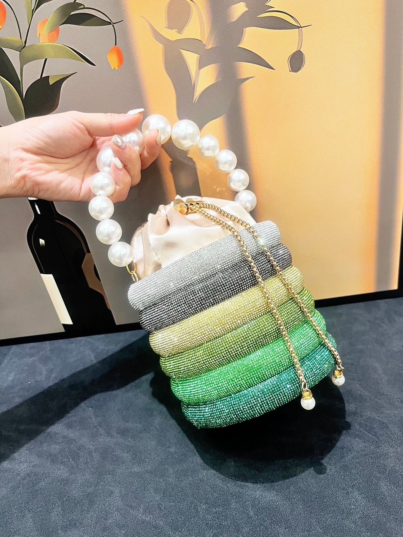 handmade Rhinestones Evening clutch Bag Purses and handbag luxury Designer shoulder bag Shiny Crystal Clutch purse bucket bag