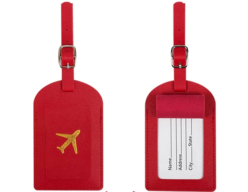 Men Women PU Leather Cute Luggage Tag Suitcase Address Label Baggage Boarding Bag Tag Name ID Address Holder Travel Accessorie