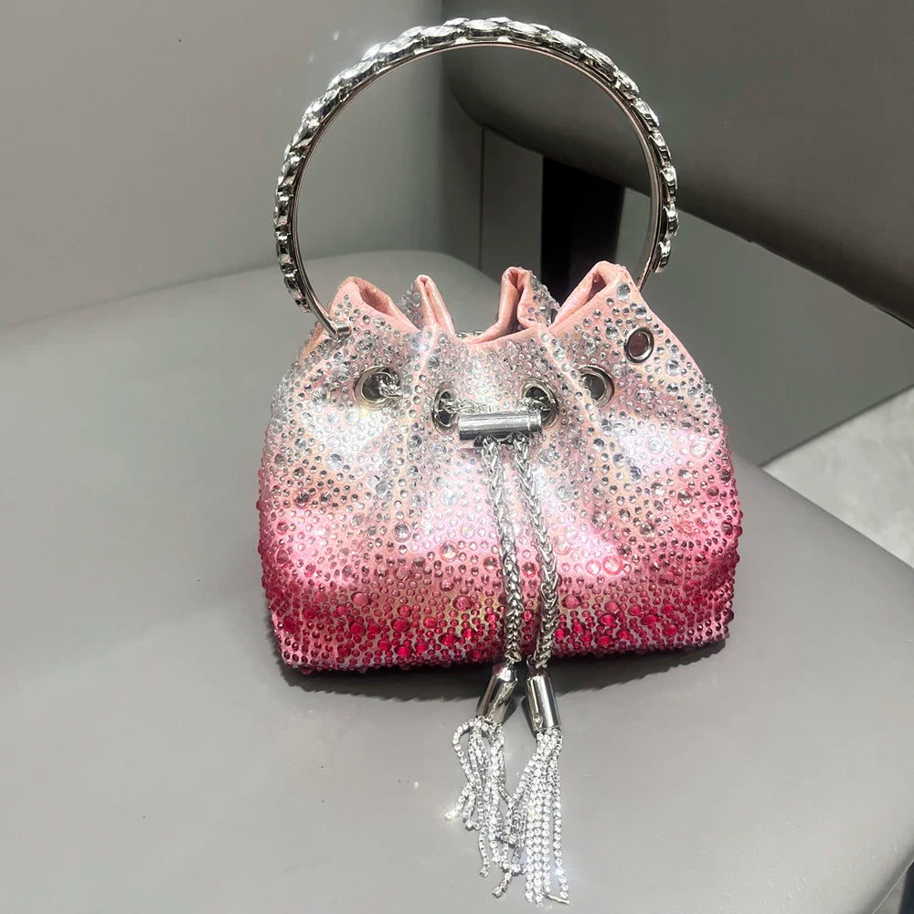 Handle Rhinestones Evening clutch Bag Purses and handbag luxury Designer shoulder bag Shiny Crystal Clutch purse bucket bag