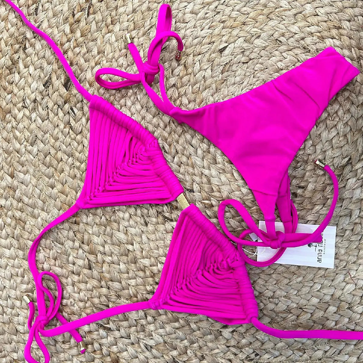 Two Pieces Bikini Set Crochet Swimsuit Women Sexy Swimwear Female Red Brazilian Biquini High Cut Bathing Suit Bodysuit Beachwear