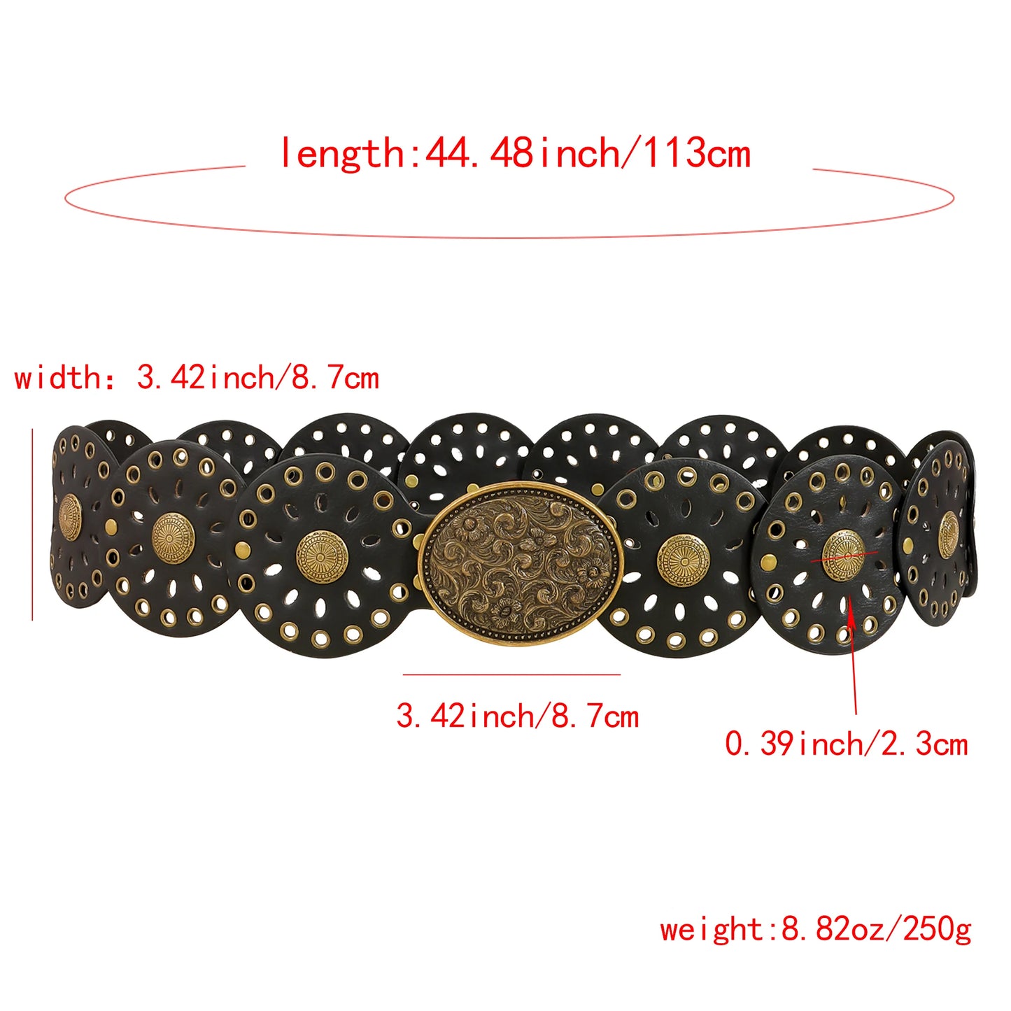 New rivet round piece ethnic style belt for women vintage with skirt pants waist cover Boho style patchwork belt