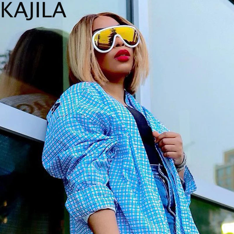 Oversized Wave Mask One-Piece Sunglasses Women Y2K Punk Sports Sun Glasses for Lady 2025 Luxury Brand Steampunk Eyewear Goggle
