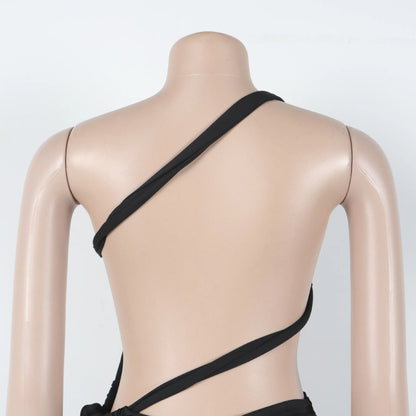 FAGADOER Sexy Ruched Patchwork Bodycon Jumpsuits for Woman Halter Sleeveless Wide-leg Romper Female Streetwear Overalls 2025 New