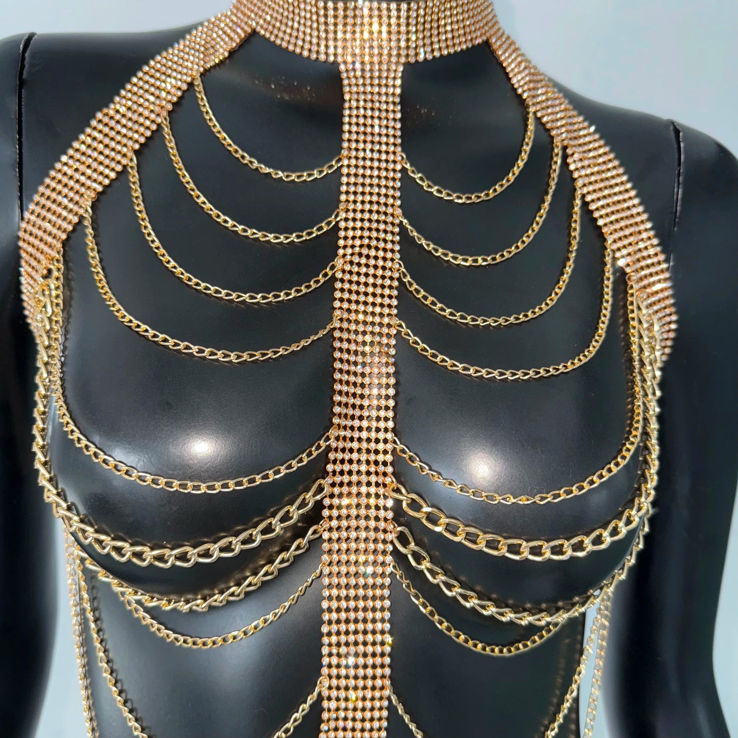 New Variety Of Body Chain Temperament White Pearl Suspender Silver Chain Top Metal Layered Fashionable Women's Clothing