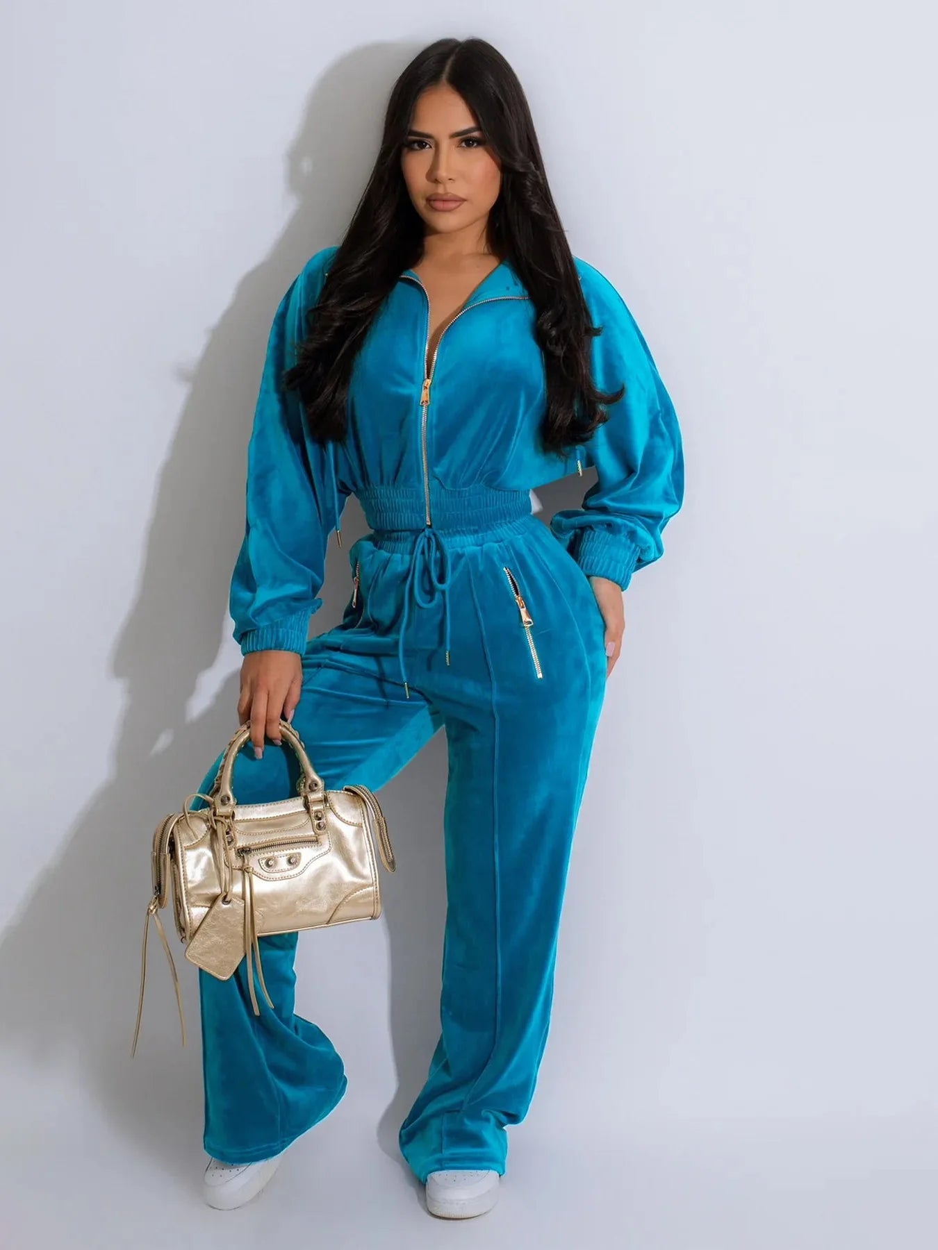 Pants Set Women Two Piece Sets Matching Sets Y2k Streetwear Zipper Coats Long Pants Elastic Waist Sportswear Tracksuit Jogger