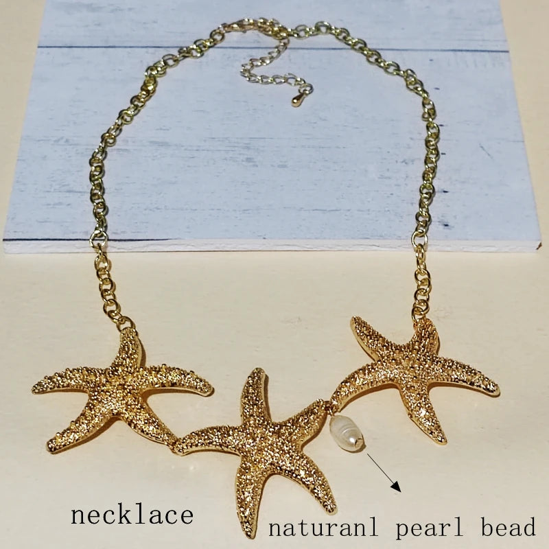 Golden Elastic Starfish Bracelet&Bangle Beach Jewelry For Women Girl